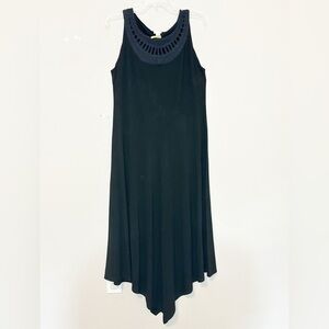 Chico’s Black Jersey Knit Sleeveless Flowy Angled Hemline Maxi Dress - size M/8